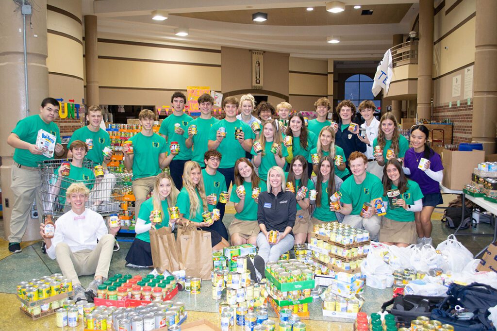 Above: St. Thomas Aquinas hosts an annual food drive to benefit our eight food pantries and stock our Hope Distribution Center.