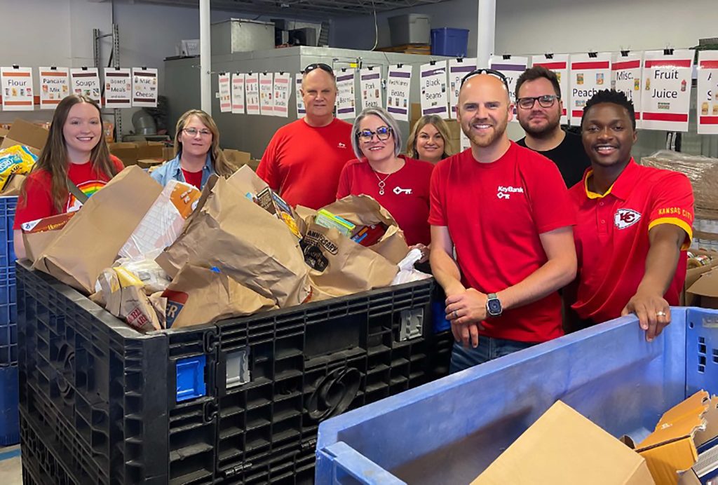 Above: KeyBank serves at our three TurnStyles Thrift Stores and Hope Distribution Center during their annual Neighbors Make a Difference Day.