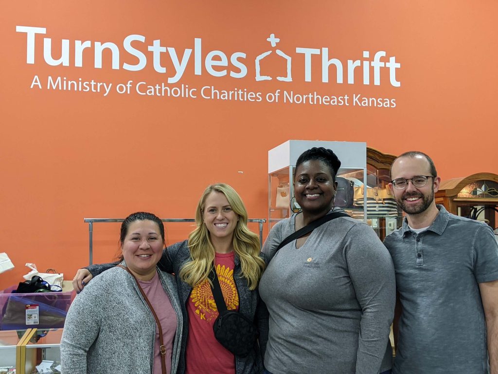 Above: Sunflower Health donated their time to our TurnStyles Thrift Stores which helps support our 30+ programs.