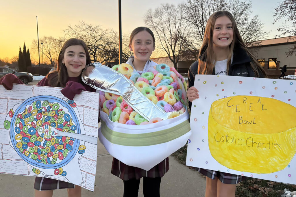 Above: Schools complete a cereal drive to help supply one of our top needs.